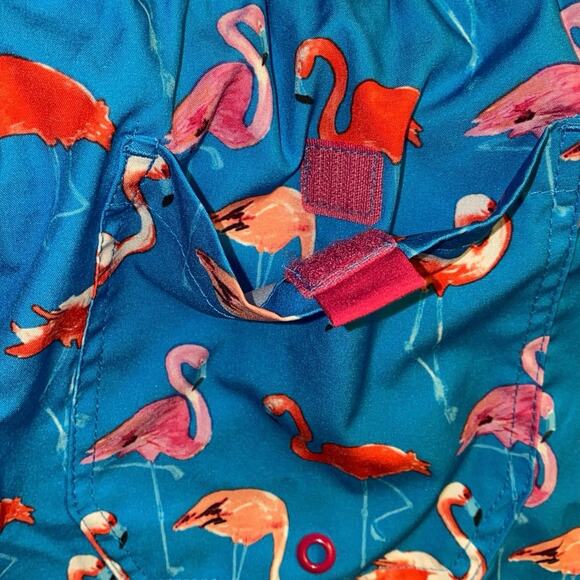 George Bright Blue Swim Trunks with Pink Flamingos Size M (32-34) Neon Pink Red - Picture 7 of 12